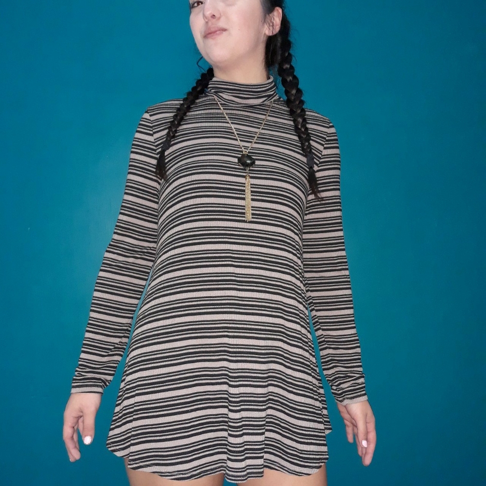 Striped Turtleneck Dress